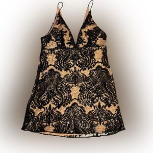 Free People Black Lined Night Shimmers Lace Sequin Party Dark Romantic Dress